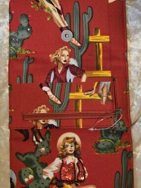 Western Cowgirl Cactus Wallet Red Foldover Clutch Rodeo Pinup Southwest